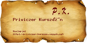 Priviczer Kurszán névjegykártya